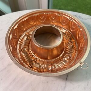 Vintage 70s Copper Bunt‎ Pan Jello Mold Wall Hanging Round  3.5 Cups